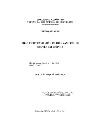 Phân Tích Thành Nhân Tử Trên Vành Các Số Nguyên Đại Số Bậc K
