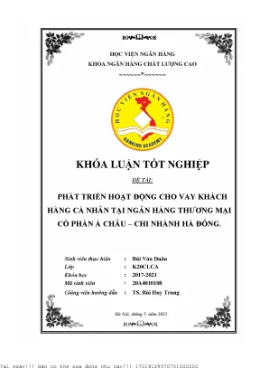 Phát Triển Hoạt Động Cho Vay Khách Hàng Cá Nhân Tại Ngân