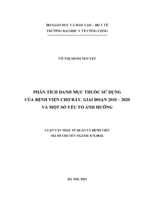 Phân Tích Danh Mục Thuốc Tại Bệnh Viện Chợ Rẫy Giai Đoạn