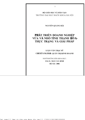 Phát Triển Doanh Nghiệp Vừa và Nhỏ Tại Tỉnh Thanh Hóa: