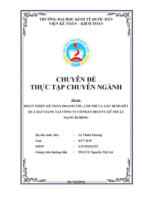 Hoàn thiện kế toán doanh thu và chi phí tại Công ty Cổ