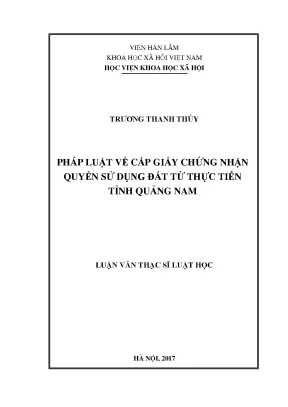 Pháp Luật Cấp Giấy Chứng Nhận Quyền Sử Dụng Đất Tại