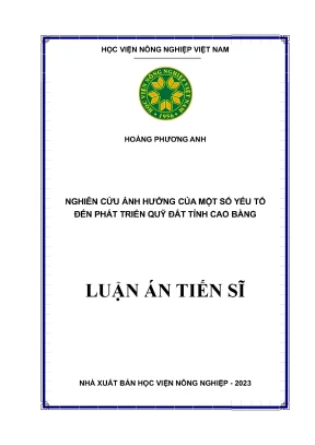 Nghiên Cứu Ảnh Hưởng Đến Phát Triển Quỹ Đất Tỉnh Cao Bằng