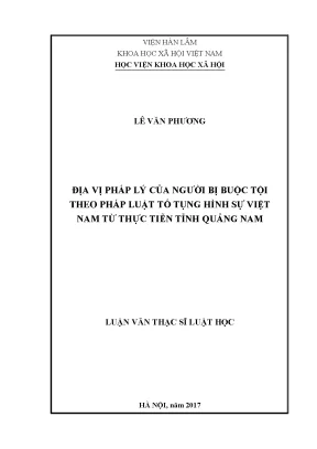 Địa Vị Pháp Lý Của Người Bị Buộc Tội Trong Tố Tụng Hình