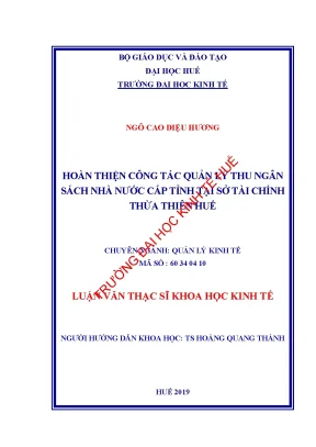 Hoàn thiện quản lý thu ngân sách nhà nước cấp tỉnh tại