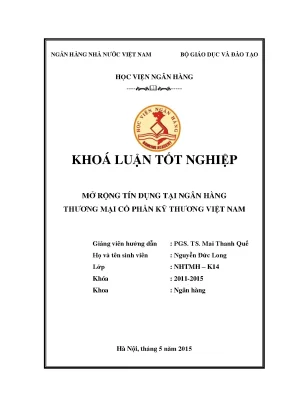 Mở Rộng Tín Dụng Tại Ngân Hàng Thương Mại Cổ Phần Kỹ