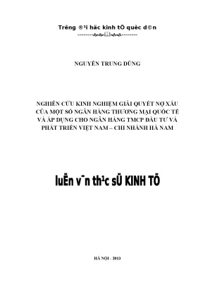 Nghiên Cứu Giải Quyết Nợ Xấu Tại Ngân Hàng TMCP Đầu Tư