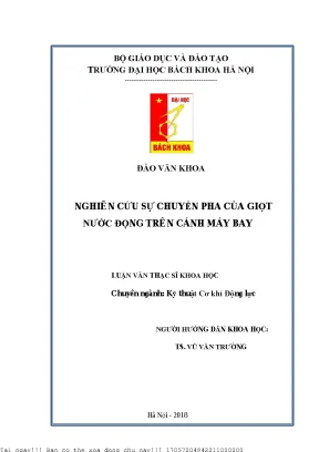 Nghiên Cứu Sự Chuyển Pha Của Giọt Nước Đọng Trên Cánh