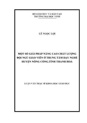 Giải Pháp Nâng Cao Chất Lượng Đội Ngũ Giáo Viên Tại