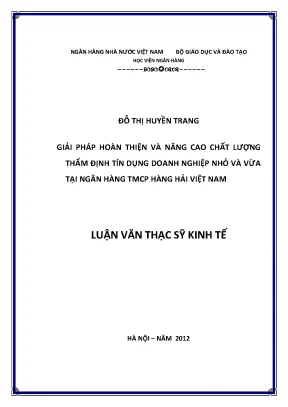 Nâng Cao Chất Lượng Thẩm Định Tín Dụng Doanh Nghiệp Nhỏ
