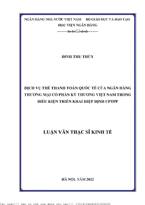 Phát Triển Dịch Vụ Thẻ Thanh Toán Quốc Tế Tại Ngân Hàng