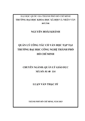 Quản Lý Công Tác Cố Vấn Học Tập Tại Trường Đại Học Công