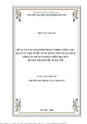 Giải Pháp Hoàn Thiện Quản Lý Vốn Ngân Sách Cho Xây Dựng