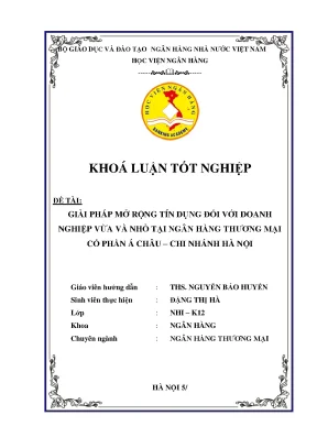 Giải Pháp Mở Rộng Tín Dụng Cho Doanh Nghiệp Vừa Và Nhỏ 