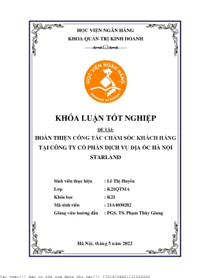 Hoàn thiện công tác chăm sóc khách hàng tại Công ty CP