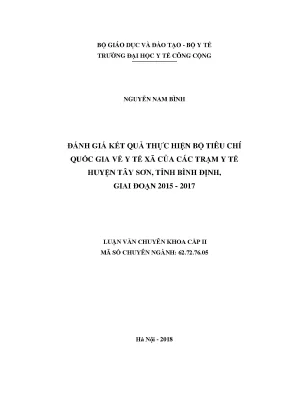 Đánh Giá Bộ Tiêu Chí Quốc Gia Về Y Tế Xã Tại Huyện Tây 