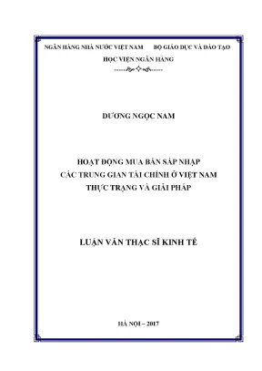 Hoạt Động Mua Bán Sáp Nhập Trung Gian Tài Chính Tại Việt