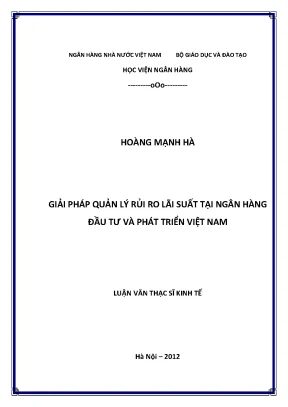 Giải Pháp Quản Lý Rủi Ro Lãi Suất Tại Ngân Hàng Đầu Tư