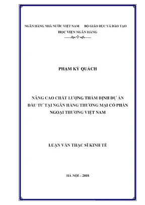Nâng Cao Chất Lượng Thẩm Định Dự Án Đầu Tư Tại Ngân Hàng