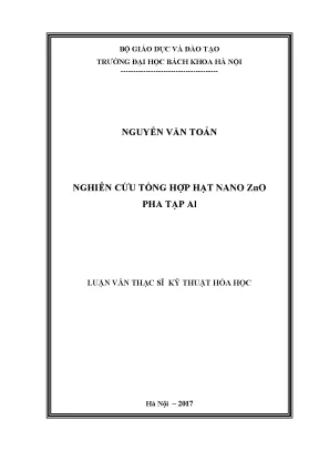 Nghiên Cứu Tổng Hợp Hạt Nano ZnO Pha Tạp Al