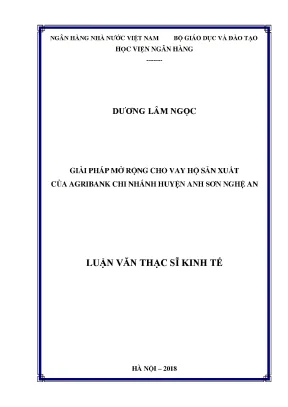 Giải Pháp Mở Rộng Cho Vay Hộ Sản Xuất Tại Agribank Huyện