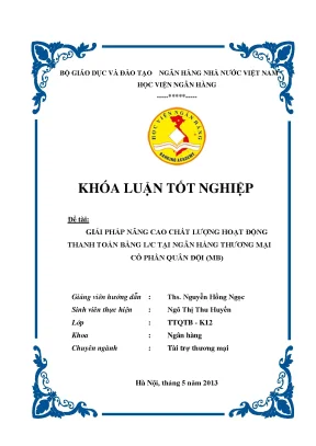Giải Pháp Nâng Cao Chất Lượng Hoạt Động Thanh Toán Bằng 