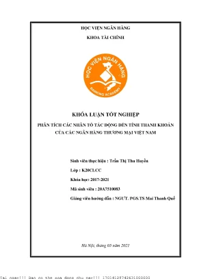 Phân Tích Các Nhân Tố Tác Động Đến Tính Thanh Khoản Của