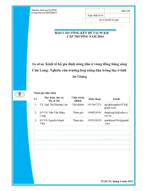 Kinh Tế Hộ Gia Đình Nông Dân Trồng Lúa Ở An Giang