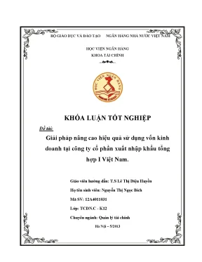Giải Pháp Tăng Cường Hiệu Quả Sử Dụng Vốn Kinh Doanh Tại 