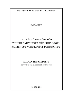 Các Yếu Tố Tác Động Đến Đầu Tư Trực Tiếp Nước Ngoài Tại