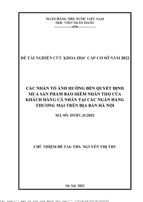 Các Nhân Tố Ảnh Hưởng Đến Quyết Định Mua Bảo Hiểm Nhân
