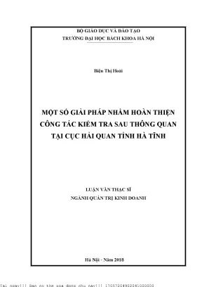 Giải Pháp Hoàn Thiện Công Tác Kiểm Tra Sau Thông Quan
