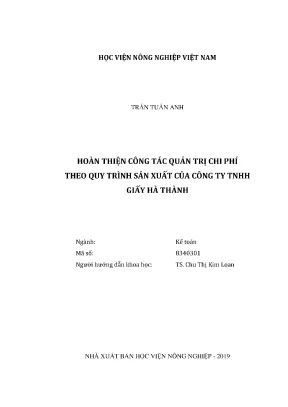 Quản Trị Chi Phí Sản Xuất Tại Công Ty TNHH Giấy Hà Thành