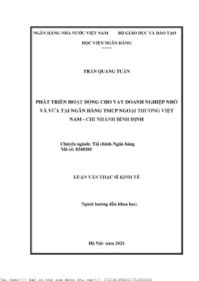 Phát Triển Hoạt Động Cho Vay Doanh Nghiệp Nhỏ và Vừa Tại