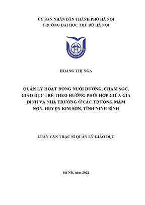 Quản Lý Hoạt Động Nuôi Dưỡng và Giáo Dục Trẻ Mầm Non Tại 