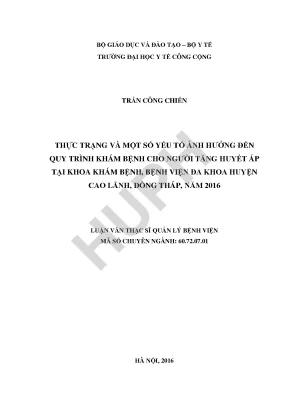 Thực Trạng Khám Bệnh Tăng Huyết Áp Tại Bệnh Viện Đa Khoa