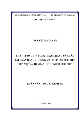 Chất lượng tín dụng khách hàng cá nhân tại Ngân hàng