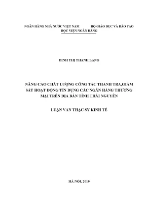 Nâng Cao Chất Lượng Thanh Tra và Giám Sát Hoạt Động Tín