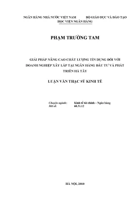 Giải Pháp Nâng Cao Chất Lượng Tín Dụng Cho Doanh Nghiệp
