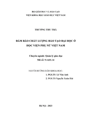Đảm Bảo Chất Lượng Đào Tạo Đại Học Tại Học Viện Phụ Nữ 