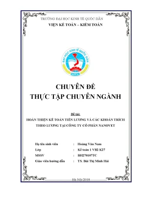 Hoàn thiện kế toán tiền lương tại Công ty Cổ phần Nanovet