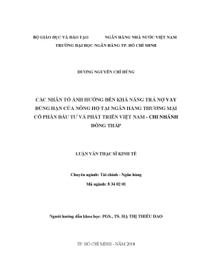 Phân Tích Các Nhân Tố Ảnh Hưởng Đến Khả Năng Trả Nợ Của