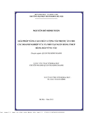 Giải Pháp Nâng Cao Chất Lượng Tài Trợ Dự Án Cho Doanh