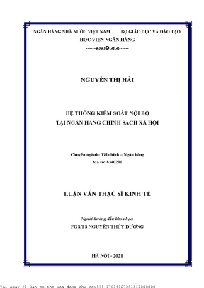 Hệ Thống Kiểm Soát Nội Bộ Tại Ngân Hàng Chính Sách Xã