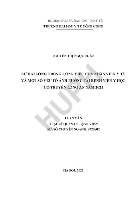 Nghiên Cứu Sự Hài Lòng Trong Công Việc Của Nhân Viên Y