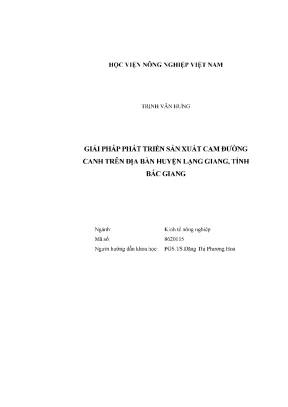 Giải pháp phát triển sản xuất cam đường canh tại huyện