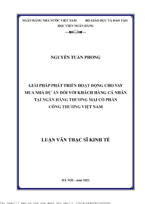 Giải Pháp Phát Triển Hoạt Động Cho Vay Mua Nhà Dự Án Tại