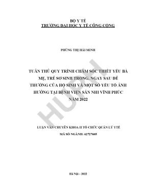 Đánh Giá Quy Trình Chăm Sóc Thiết Yếu Bà Mẹ và Trẻ Sơ 