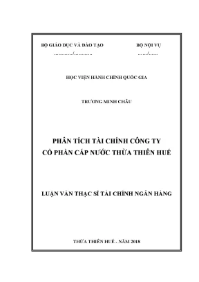 Phân Tích Tài Chính Công Ty Cổ Phần Cấp Nước Thừa Thiên Huế