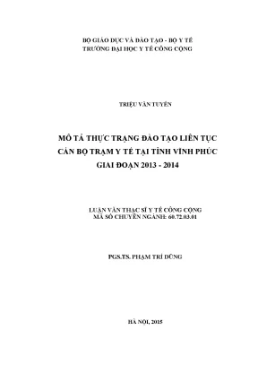 Đánh Giá Đào Tạo Liên Tục Cán Bộ Trạm Y Tế Tại Vĩnh Phúc